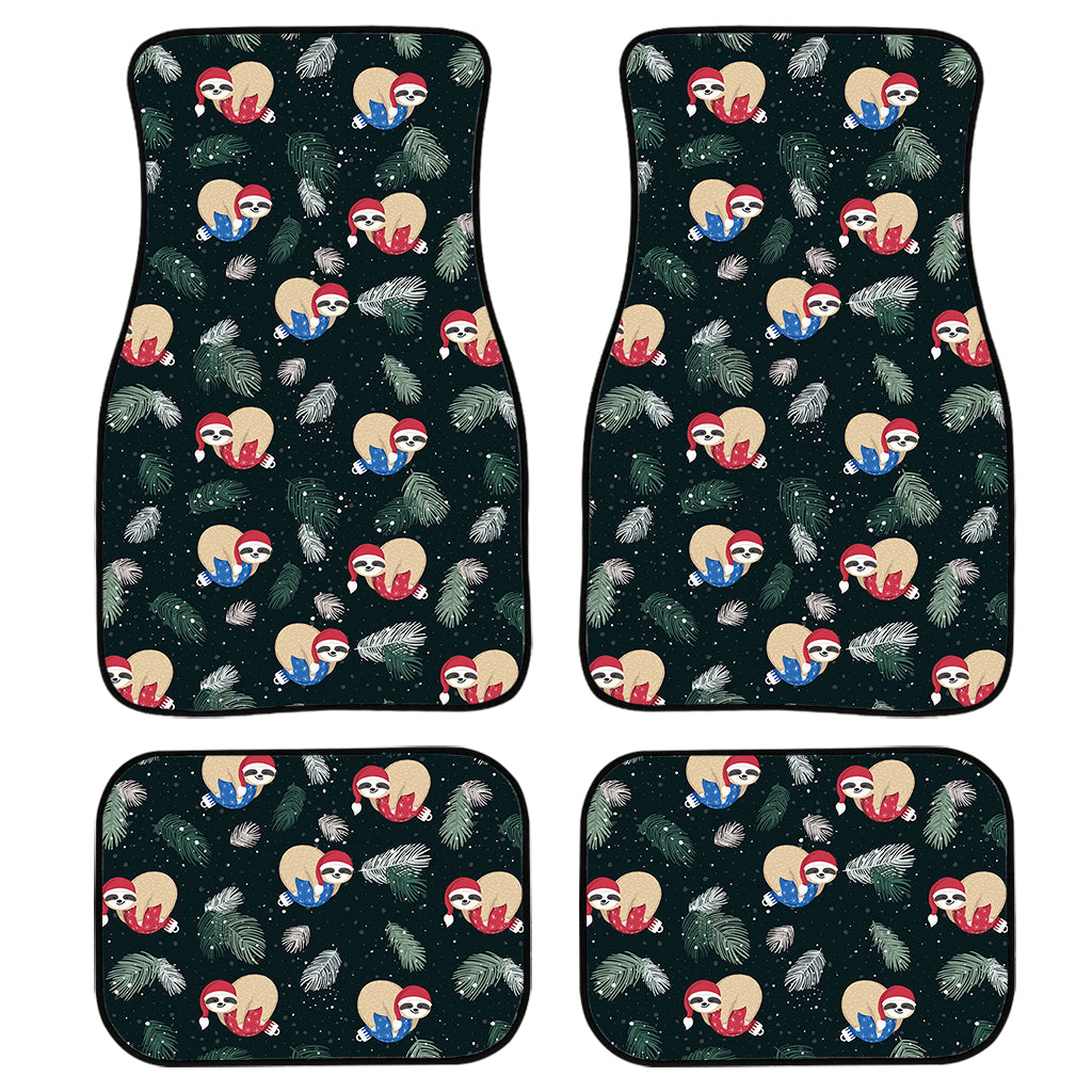 Christmas Sleeping Sloths Pattern Print Front And Back Car Floor Mats, Front Car Mat