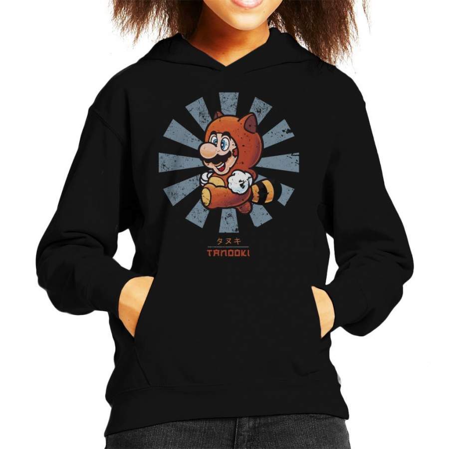 Super Mario Tanooki Retro Japanese Kid’s Hooded Sweatshirt