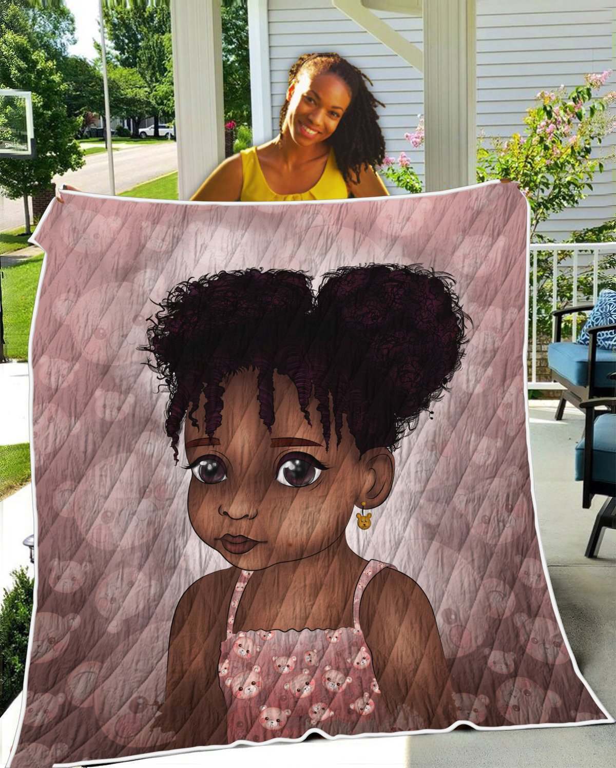 African American Gifts Quilt Blanket – Afro Adorable Black Daughter Quilt Blanket