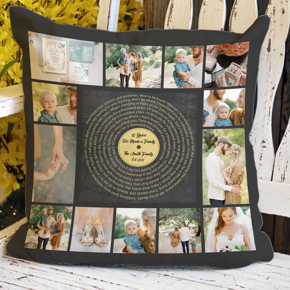 Personalized Gift For Couple Vinyl Record Music Lyric Song Wedding Anniversary Pillow