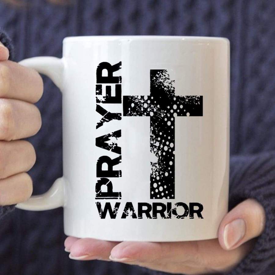 Prayer warrior big cross coffee mug