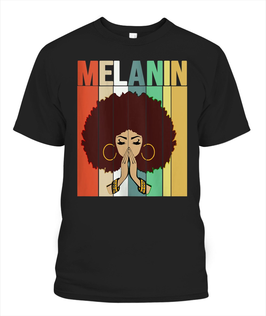 Womens Melanin Vintage Retro Black Afro Woman T Shirt