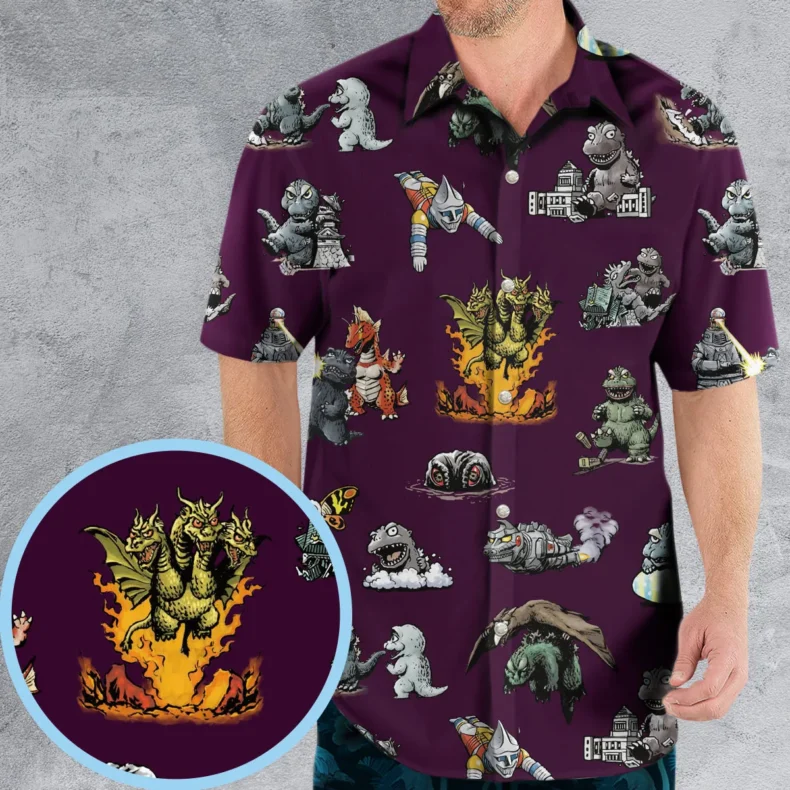 Showa Battle Kaiju Godzilla Hawaiian Shirt