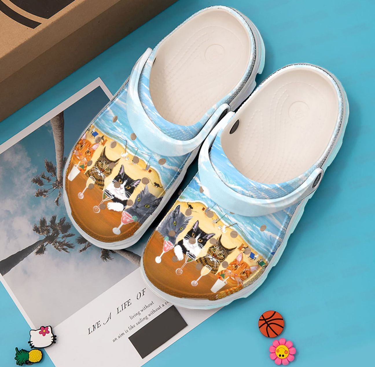 Cat Personalized Clog, Custom Name, Text, Color, Number Fashion Style For Women, Men, Kid, Print 3D Cat Beach