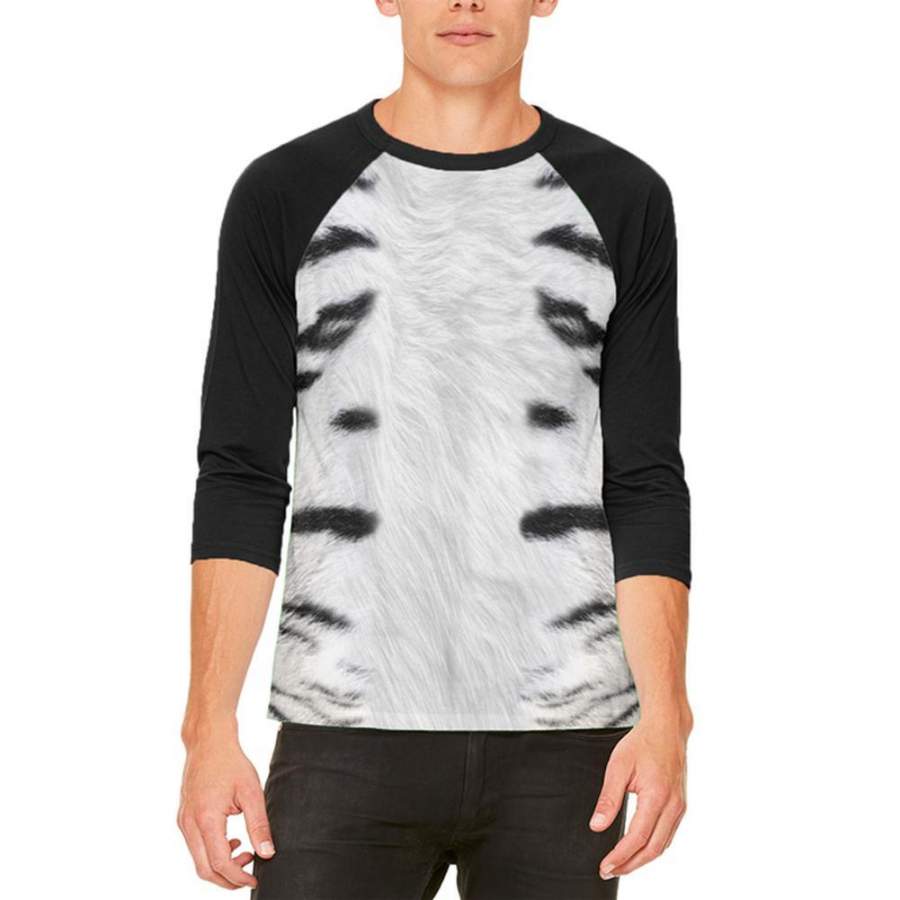 White Siberian Tiger Costume Mens Raglan T Shirt