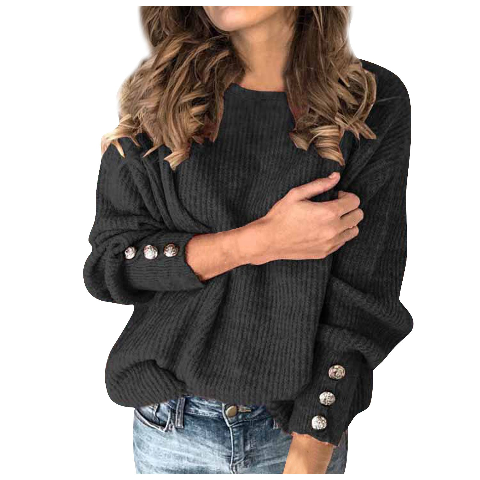 2022 Autumn Winter Sweater Pullovers Women Loose Plus Size Buttons Sleeve Knit Sweater Pullover Female Oversize Sweater Jumper alx