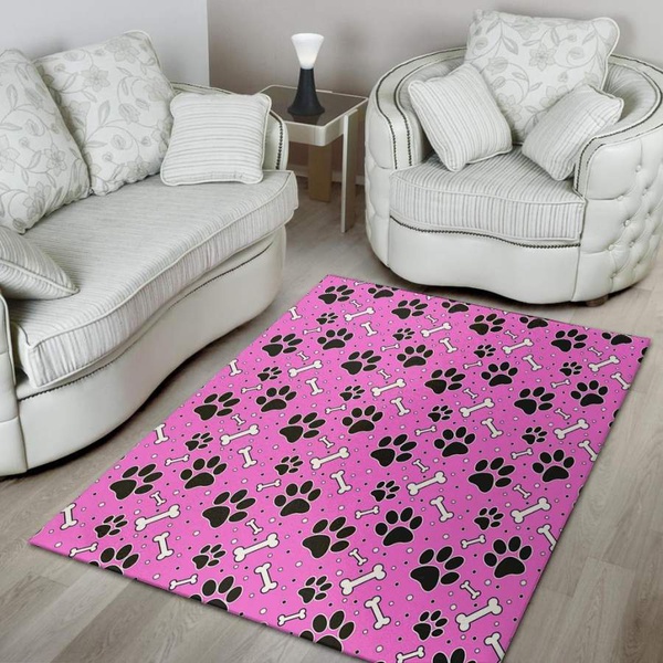 Pink Paw Area Rug