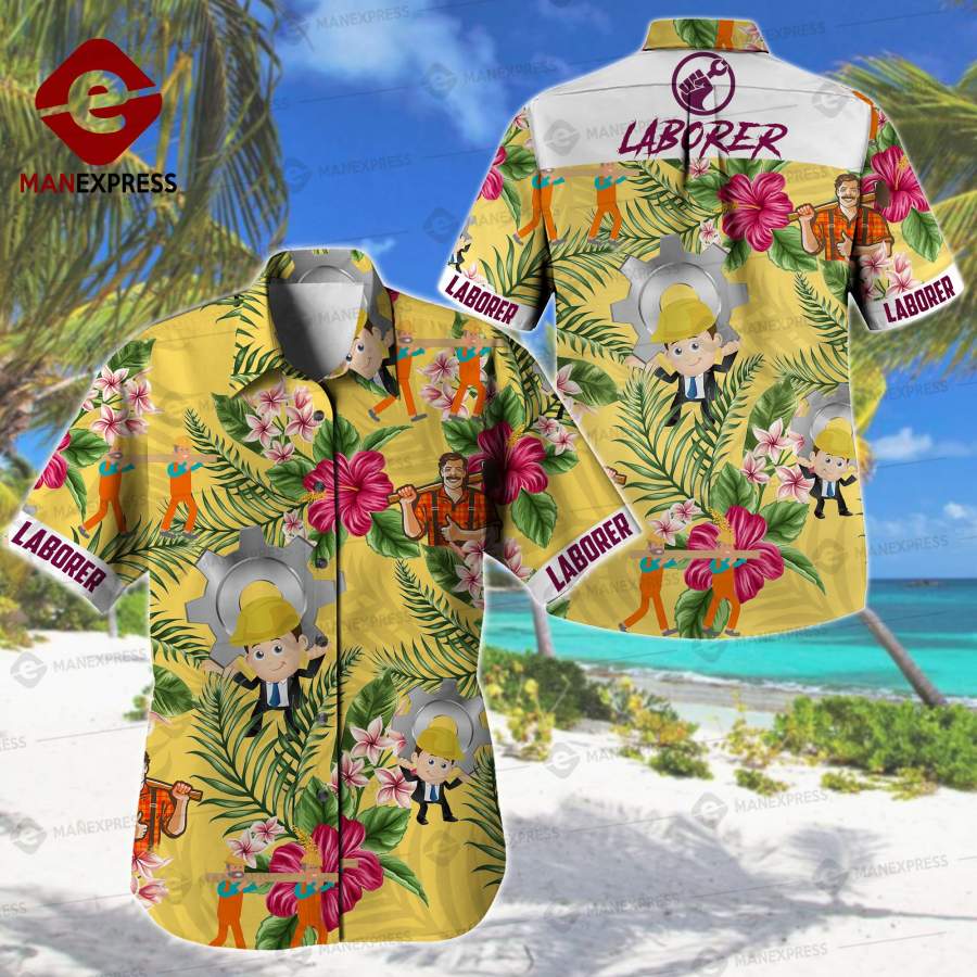 Laborer Printed Hawaiian Shirt Ha34724