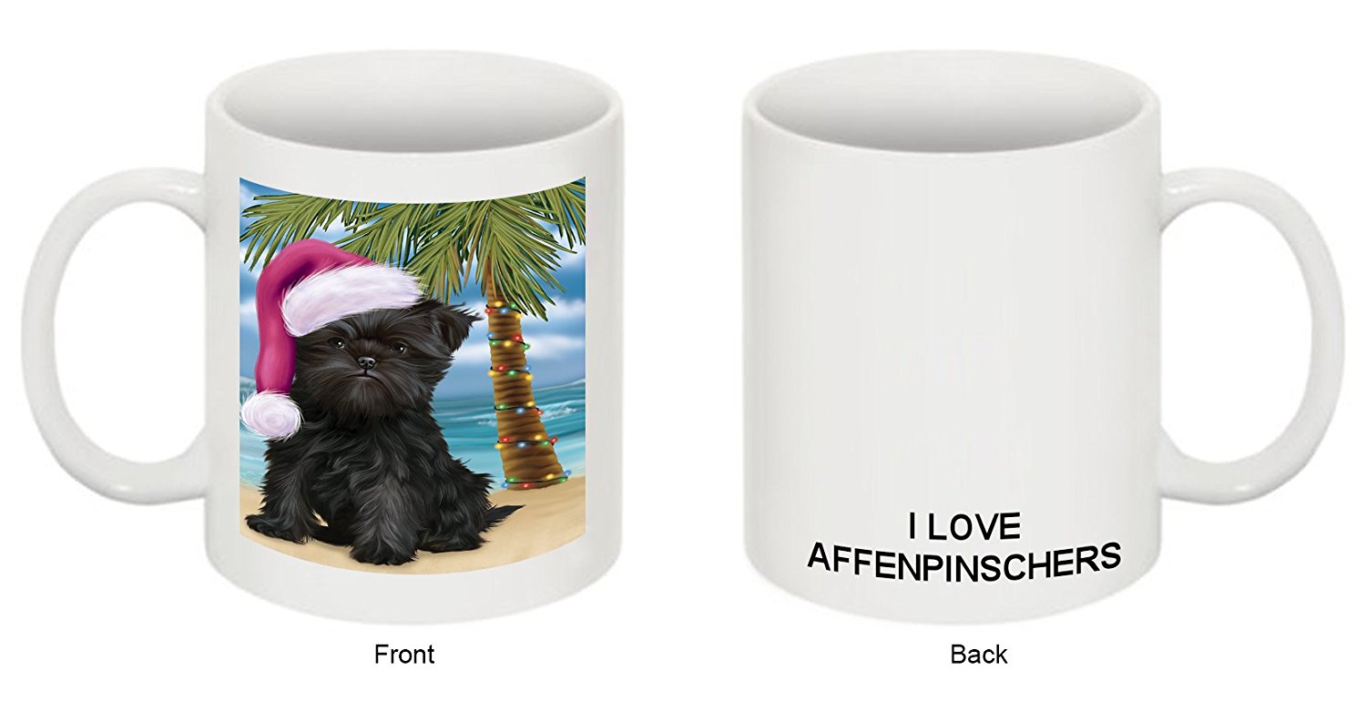 Summertime Affenpinscher Puppy On Beach Christmas Mug Cmg0782