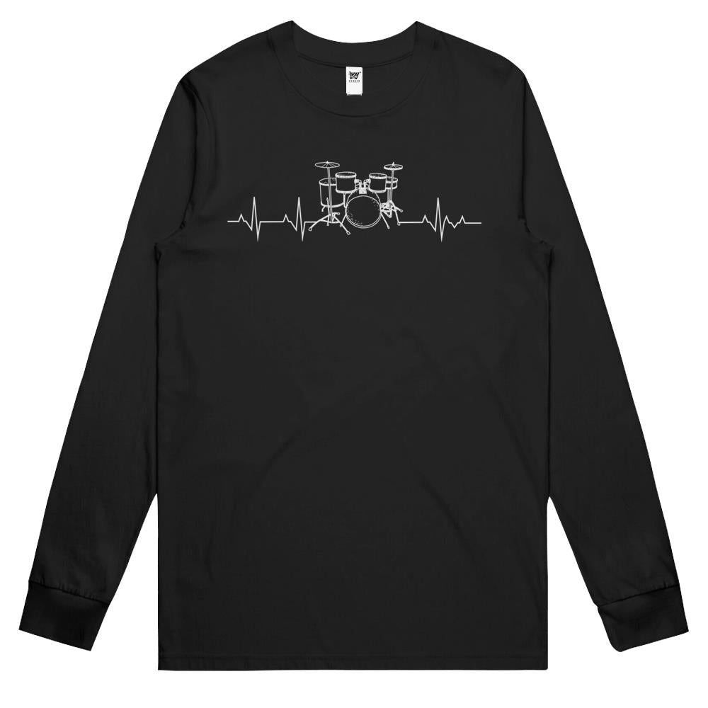 Drums Heartbeat – Funny Drummer Long Sleeve T Shirts