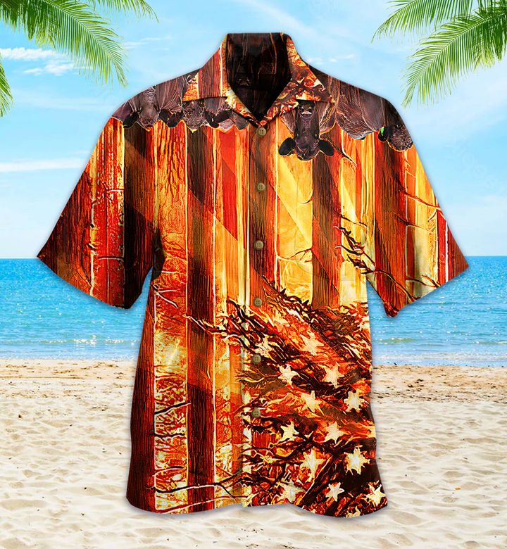 Us Cow Orange Hawaii Shirt Ha57918