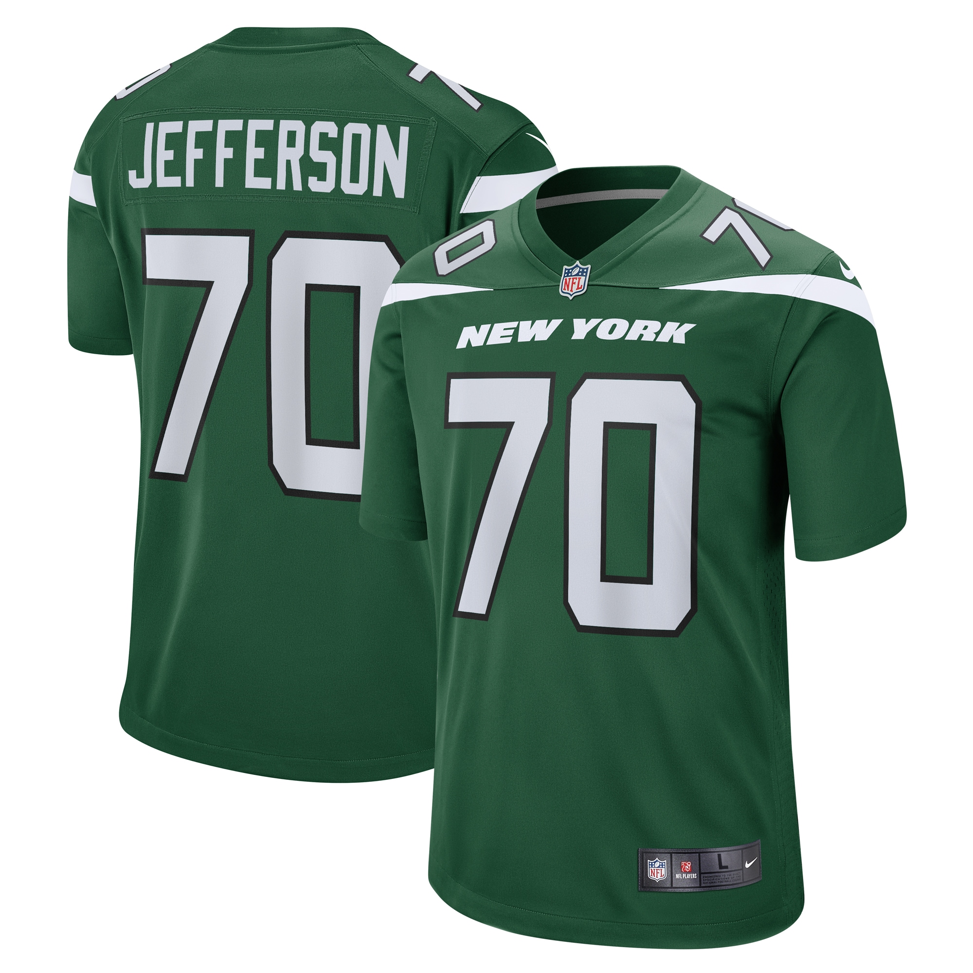 Men’s New York Jets Quinton Jefferson Gotham Green Team Game Jersey