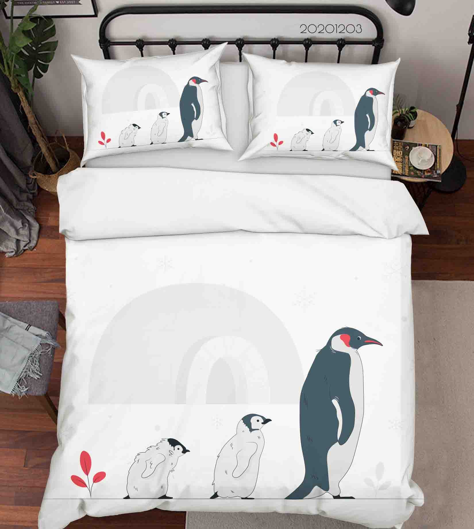 3D Cartoon Penguin Animal Quilt Cover Set Bedding Set Duvet Cover Pillowcases Lxl