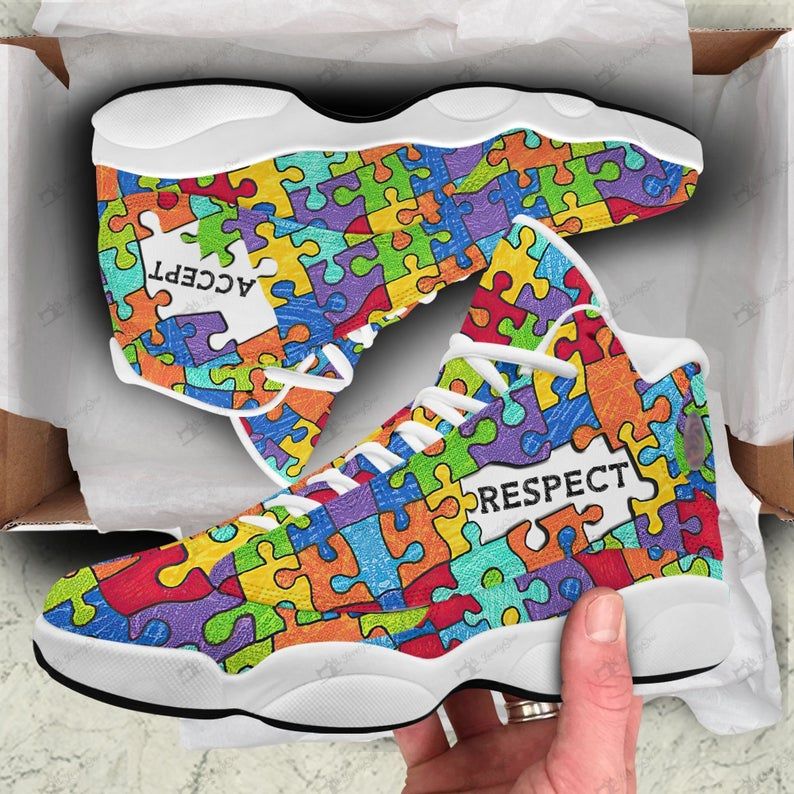 Autism Awareness Puzzle Respect Air JD13 Sneakers Shoes, JD Sneakers, Air Sport, JD Shoes, Gift For Adults Men Women