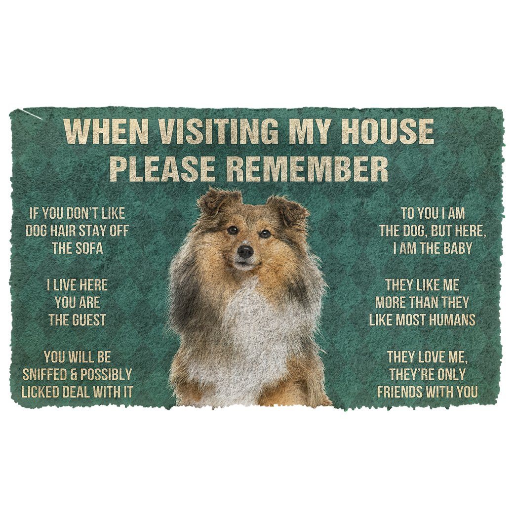 Gearhumans  Gearhuman 3D Please Remember Shetland Sheepdog House Rules Custom Doormat