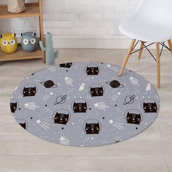 Cute Astronaut Cat Print Round Rug