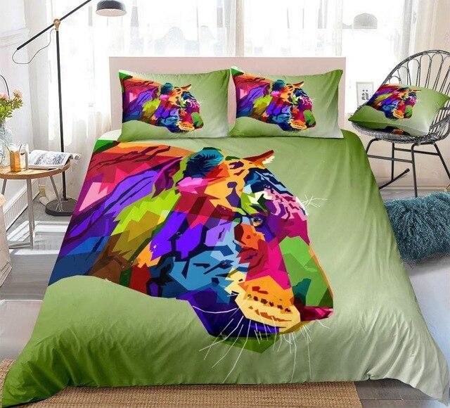 Colorful Pattern Tiger 3 Pieces Quilted Comforter Set