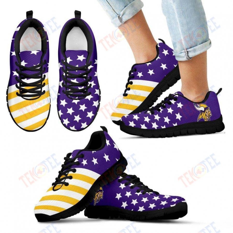 Mens Womens Minnesota Vikings Sneakers America Flag Full Stars Stripes Sneaker Running Shoes For Men Women TDT391