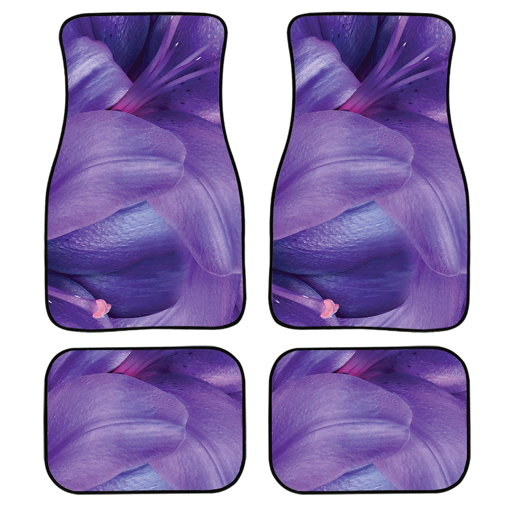 Purple Lily Flower Print Front And Back Car Floor Mats, Front Car Mat