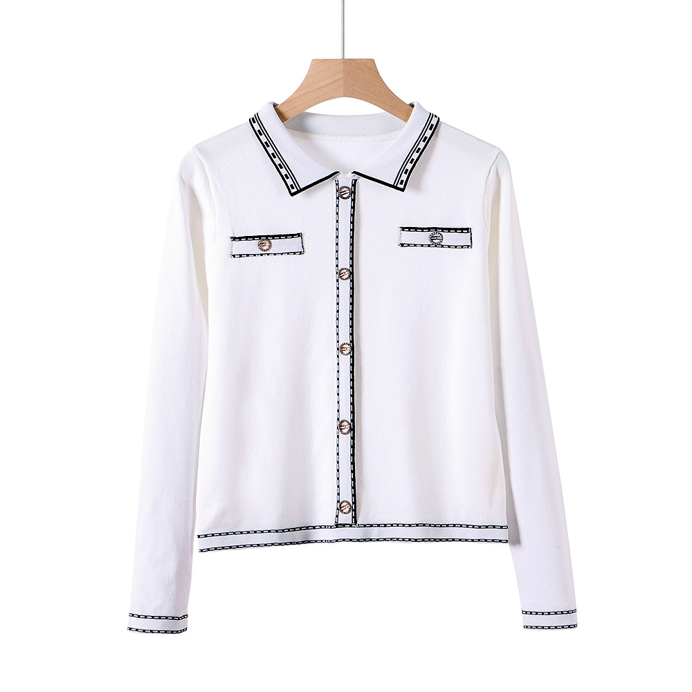 Autumn 2022 Women Turn-Down Star Embroidery Cardigan Casual Sweater Fashion Temperament Knitted Jacket Y2k Streetwear alx