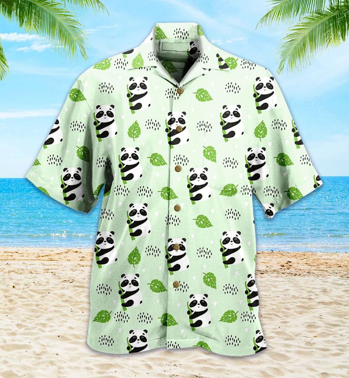 Panda Leaves Pattern Green 3D Hawaiian Shirt