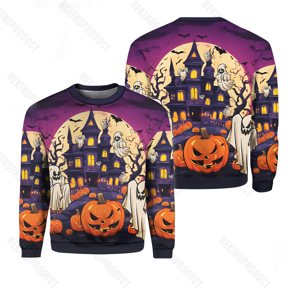 Funny Happy Halloween Crewneck Sweatshirt All Over Print Sweatshirt For Men & Women