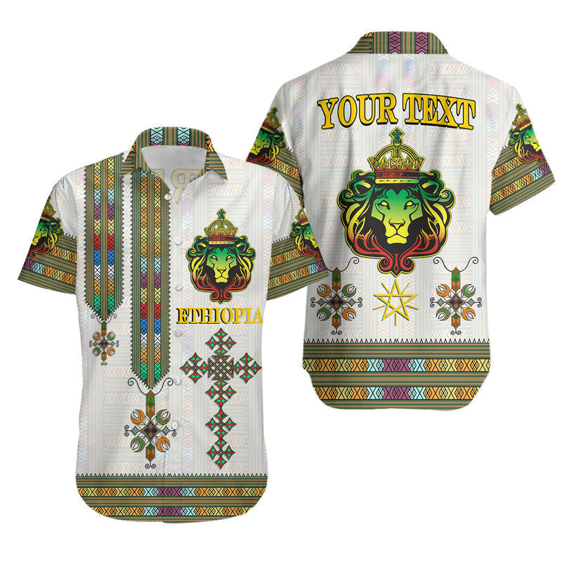 (Custom Personalised) Ethiopia Hawaiian Shirt Ethiopian Lion Of Judah Tibeb Style Lt9