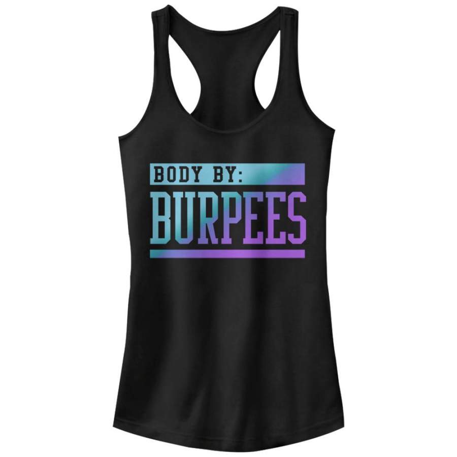 CHIN UP Junior’s Body By Burpees  Racerback Tank Black S