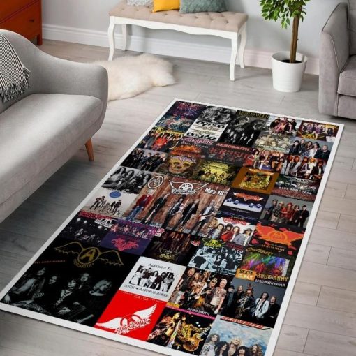 Aerosmith Rug All Over Print Logo Custom Area Rug Carpet Full Sizes Home Living Rug Carpet Decor