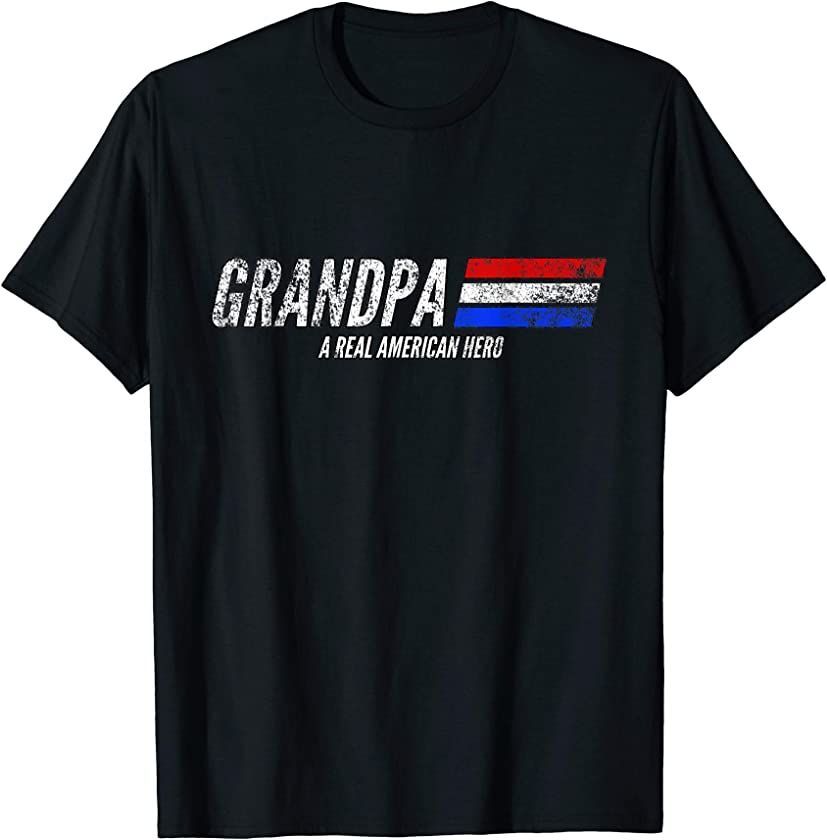 Vintage Grandpa A Real American Hero American Flag T-Shirt