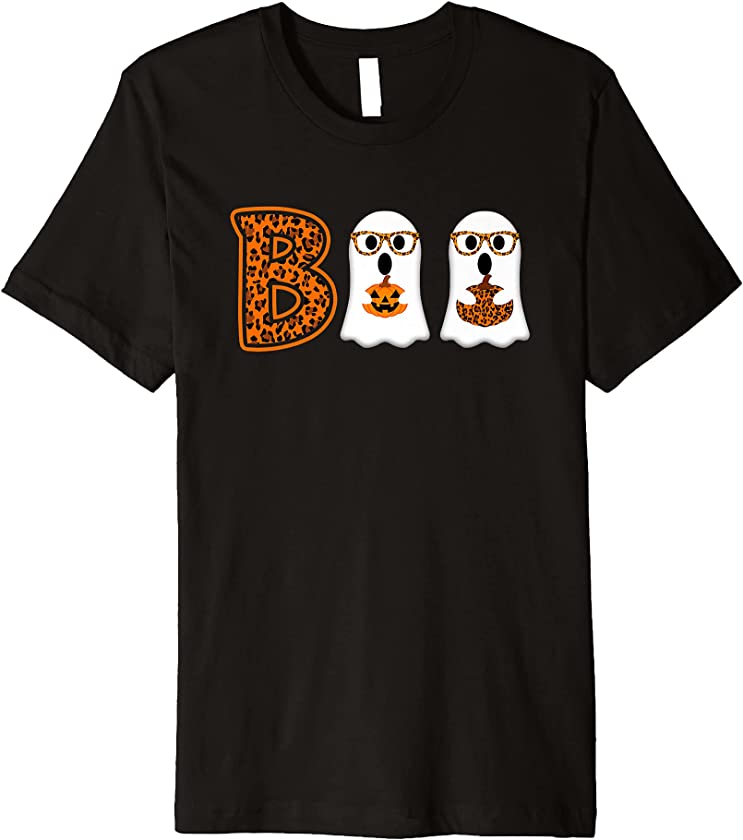 Boo Halloween Ghost Pumpkin Leopard Funny boo Men Women Premium T-Shirt