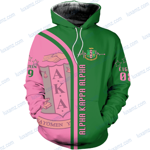 Alpha Kappa Alpha Eight 08 Aka Half And Half Pink Green Tshirt Hoodie