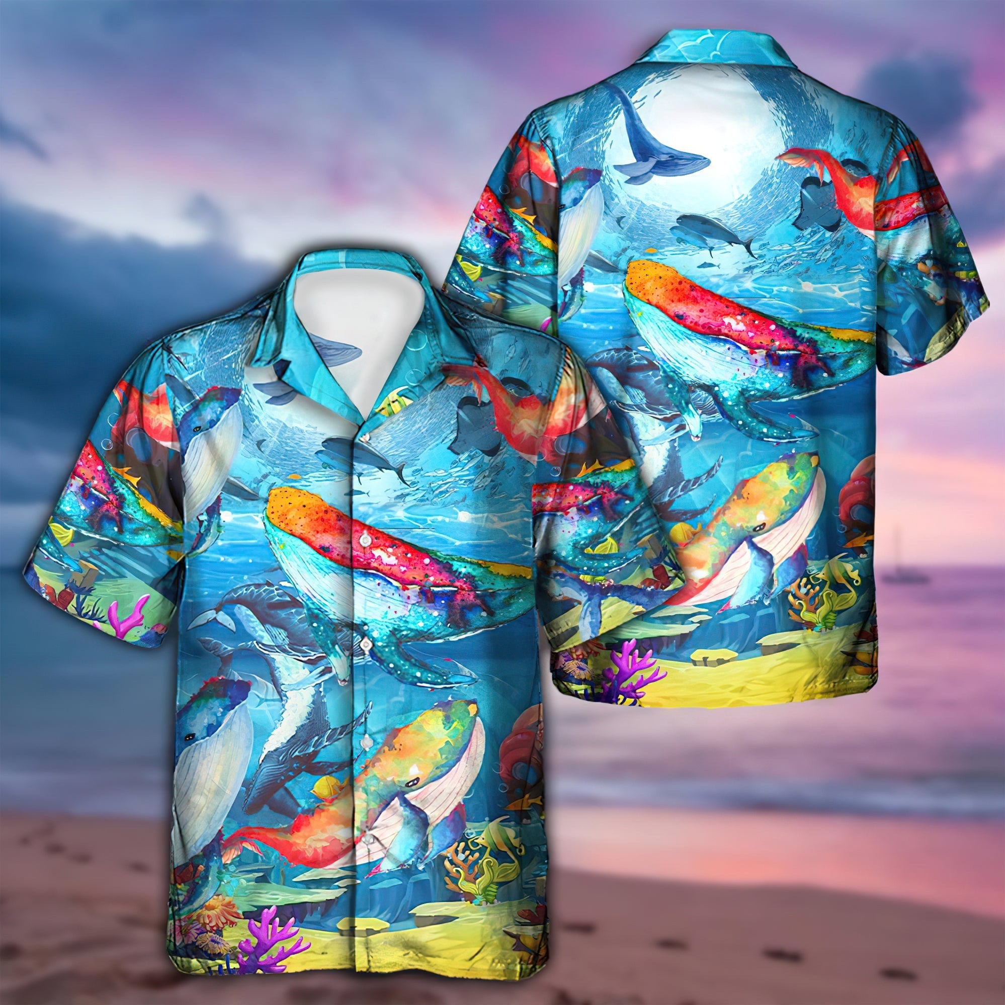 Whale Love Color Love Ocean Hawaiian Shirt