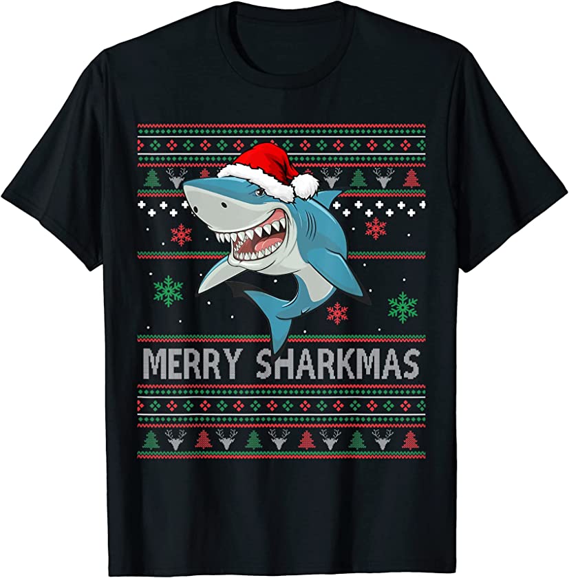 Christmas Merry Sharkmas Shark UGLY Funny Gifts Boys Men Kid T-Shirt