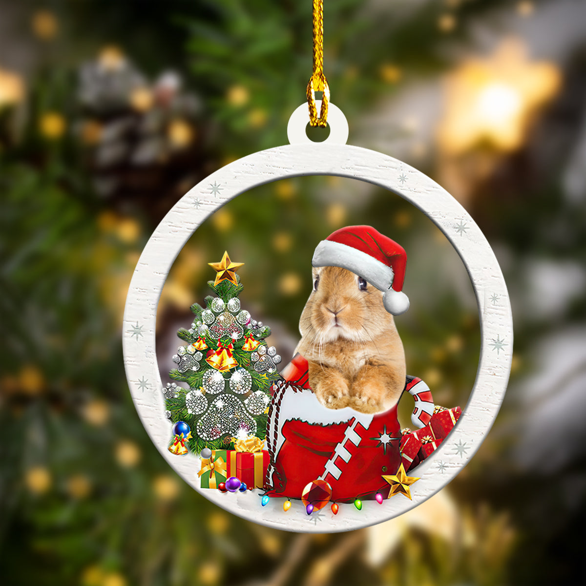 Custom Shaped Ornament –  Rabbit 045 – Dat93