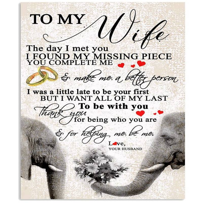 Thank You Elephant Lovely Message From Husband Gifts For Wife Vertical Poster