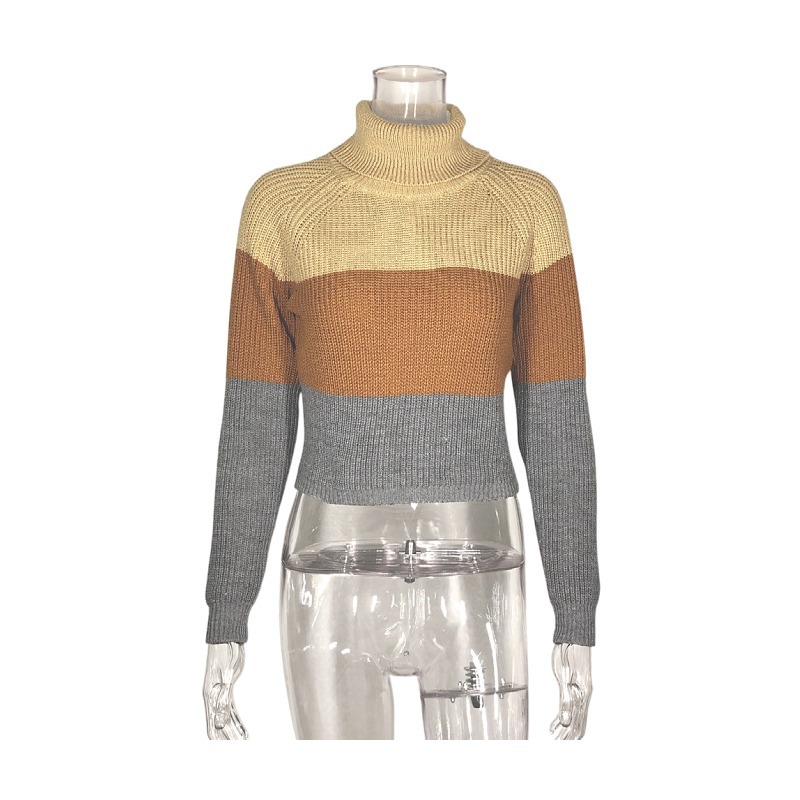 Women Cropped Turtleneck Sweater Long Sleeve Knit Pullover Sweater Female Jumper Top Winter Fashion alx