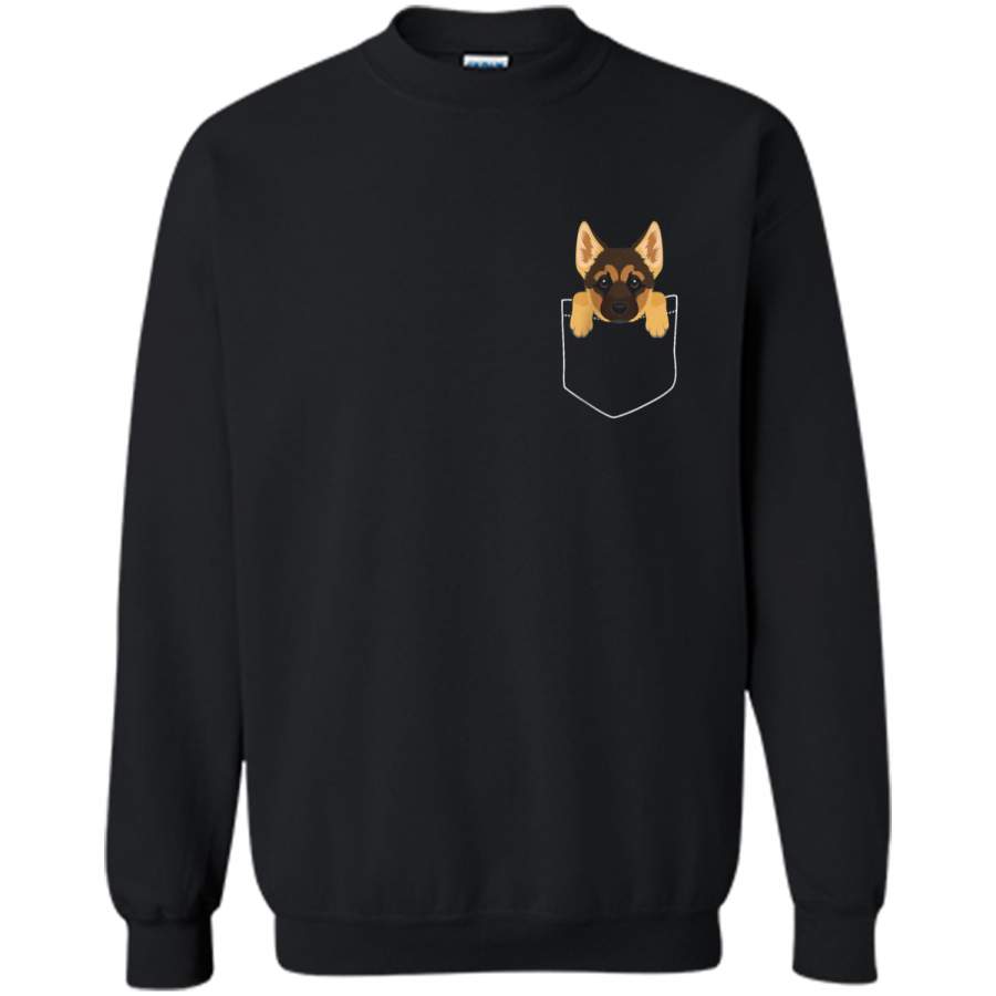 Pocket German Shepherd Puppy! Cute Dog Lover  Printed Crewneck Pullover Sweatshirt