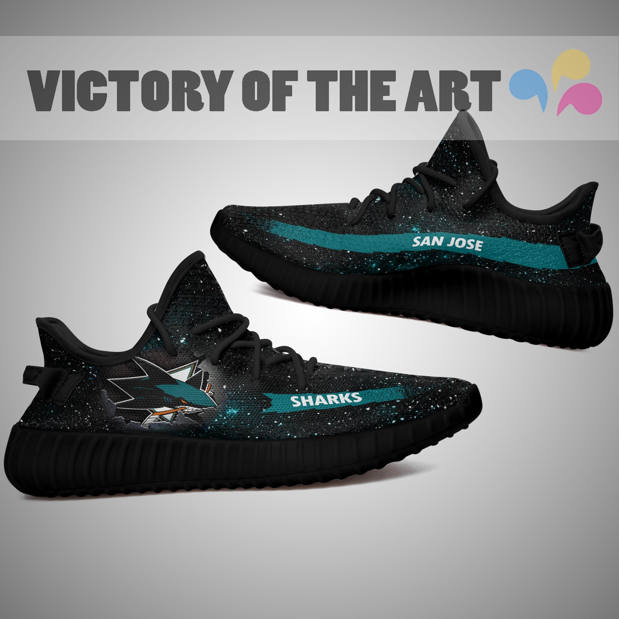 Art Scratch Mystery San Jose Sharks Yeezy Shoes