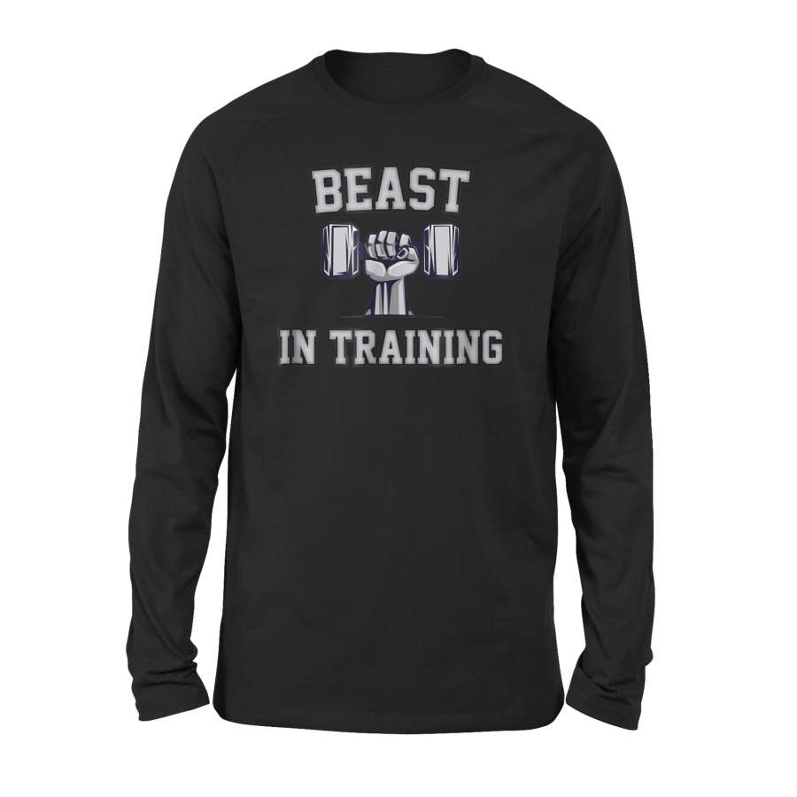 Beast In Training Son Bodybuilder Workout Dad Matching Long Sleeve T-Shirt