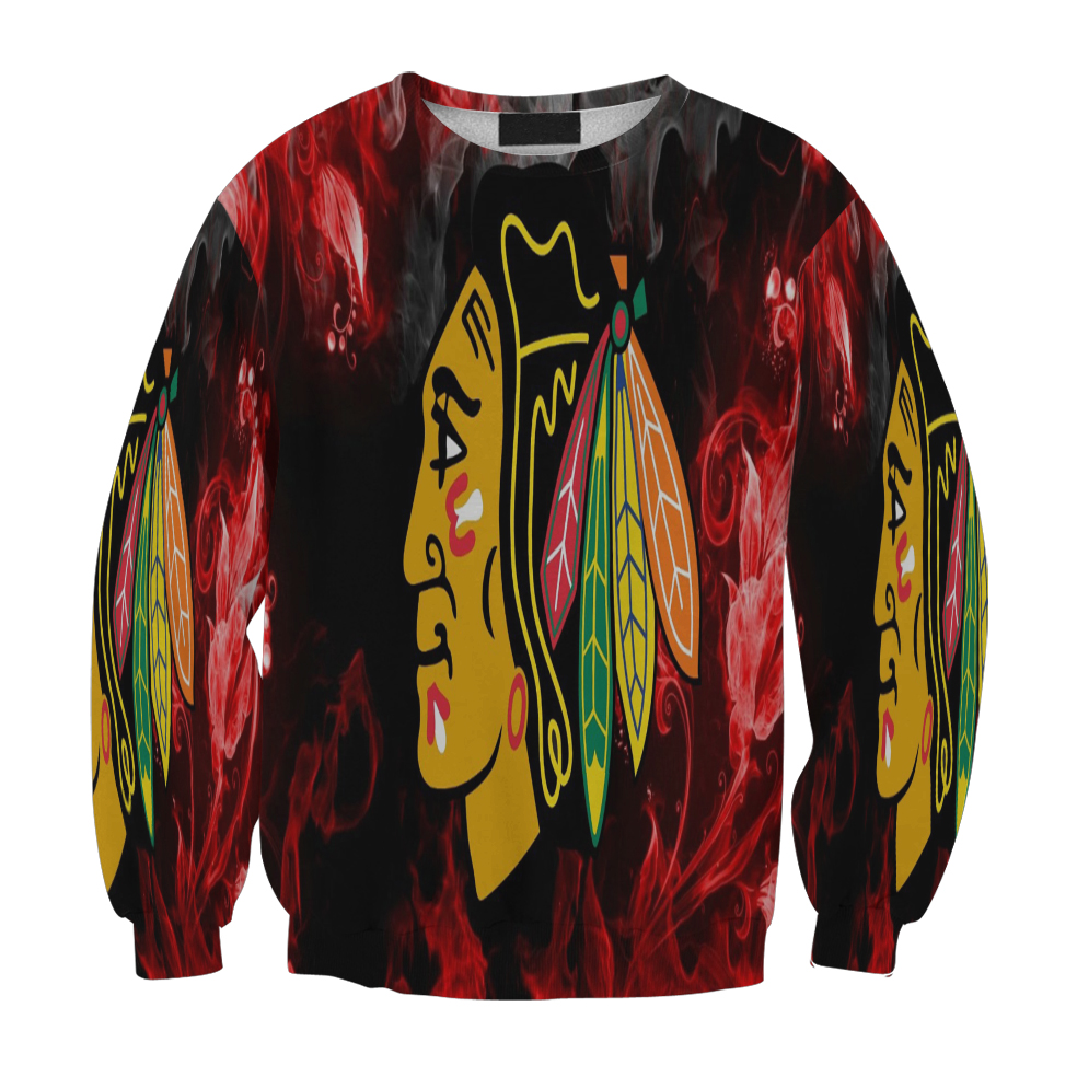 Chicago Blackhawks Emblem Floral Smoke Gift For Fan 3D Full Printing Sweatshirt