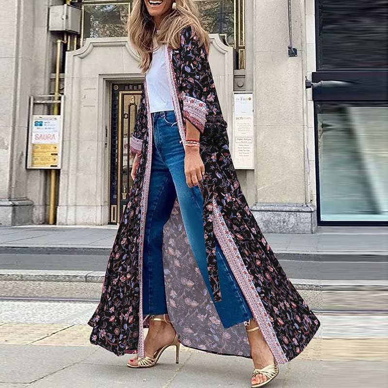 Summer Women Beach Printed Cardigan ZANZEA Bohemian Cover Up Kimono Casual Full Sleeve Open Front Long Blouse Floral Loose Tops alx