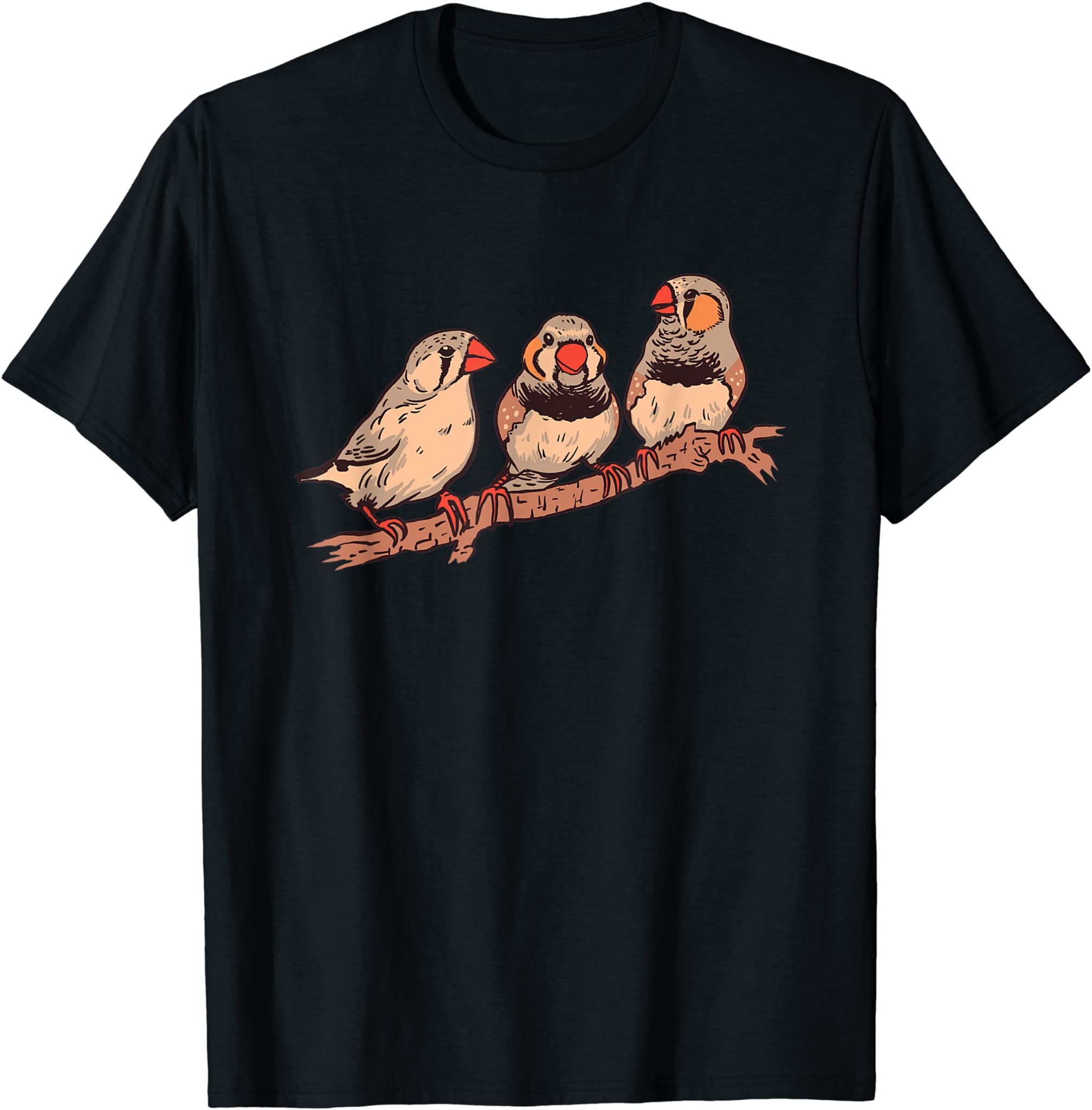 Three Zebra Finches On A Branch Pet Birds Zebra Finch T-Shirt