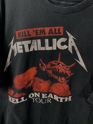 Vintage Rare Kill Em All Metallica Hell On Earth Tour T-shirt Black  Adult 7417