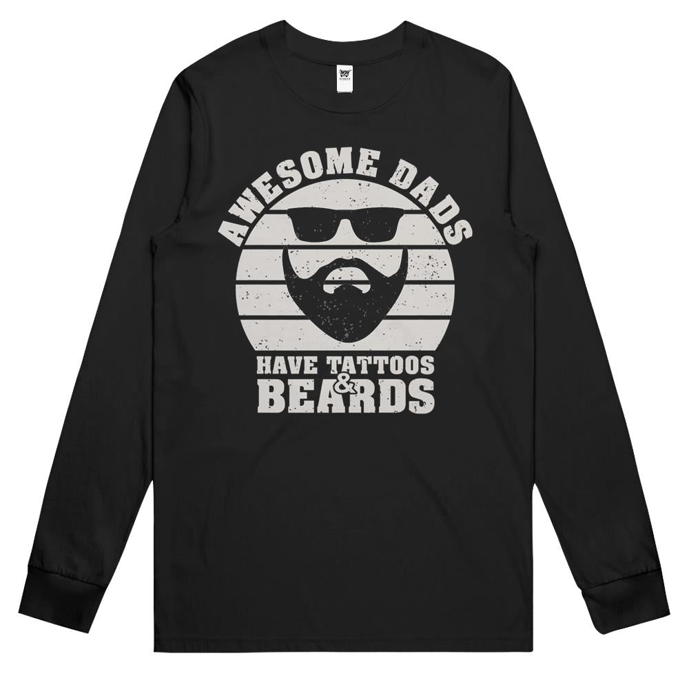 Awesome Dads Have Tattoos And Beards Vintage Father’s Day Long Sleeve T Shirts