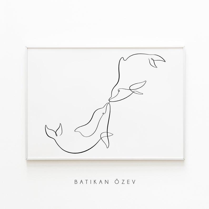 Dolphin Minimalist One Line Art,  Dolphin Poster