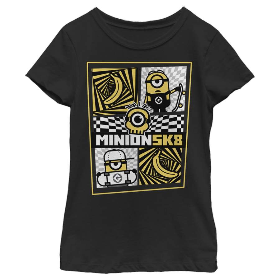 Despicable Me Girl’s Minions Sk8 Or Die  T Shirt