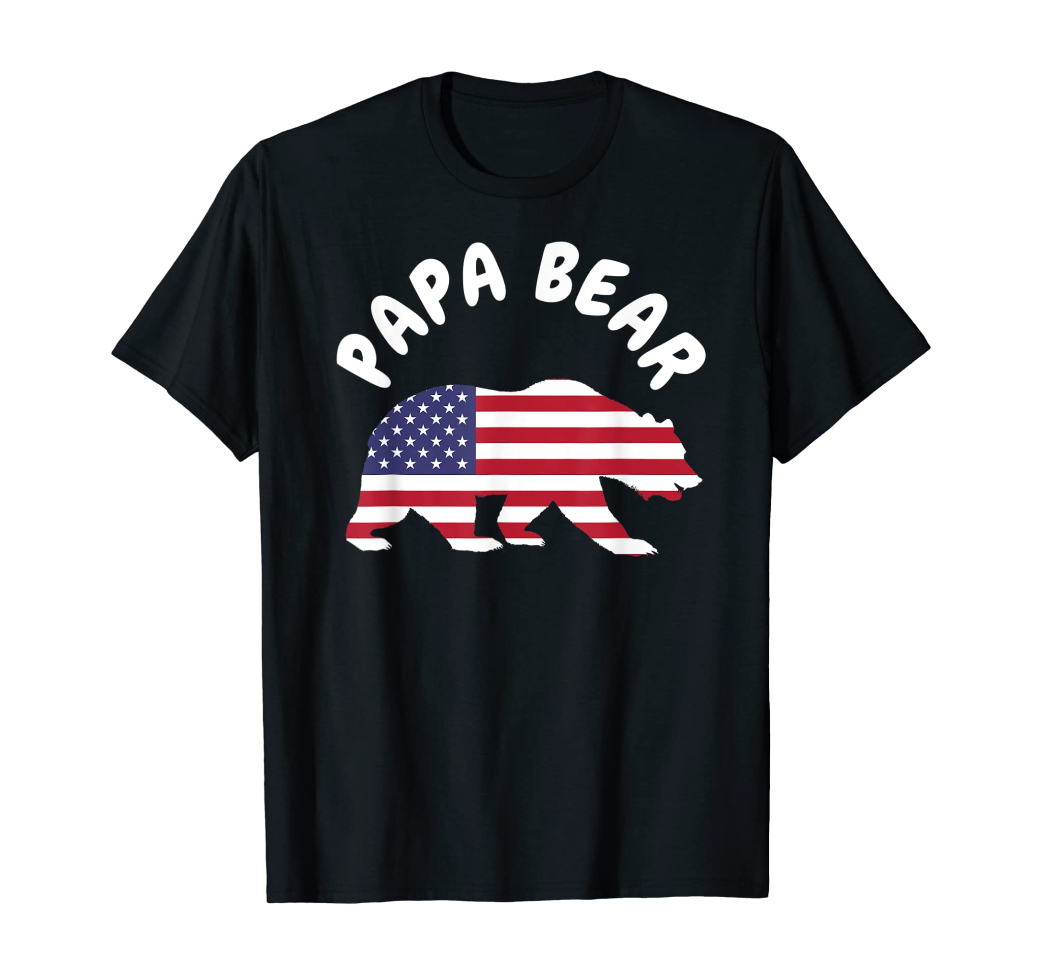 Mens Papa Bear T Shirt Father’s Day USA American Flag 4TH of July