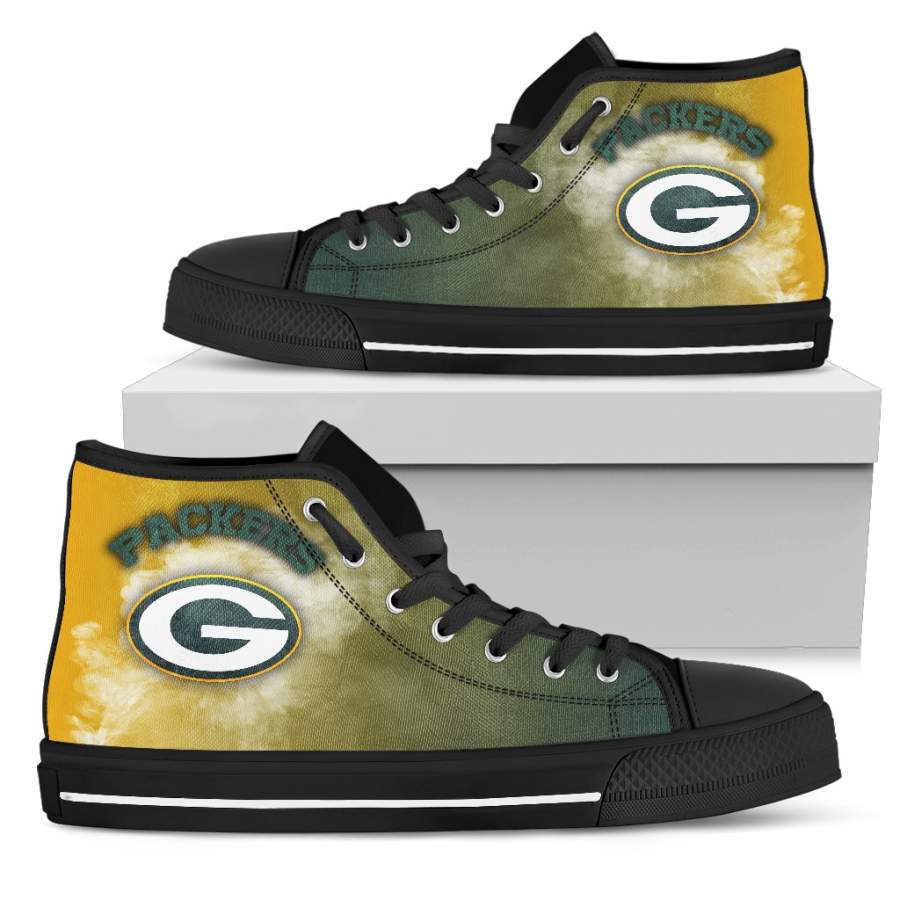 White Smoke Vintage Green Bay Packers High Top Shoes