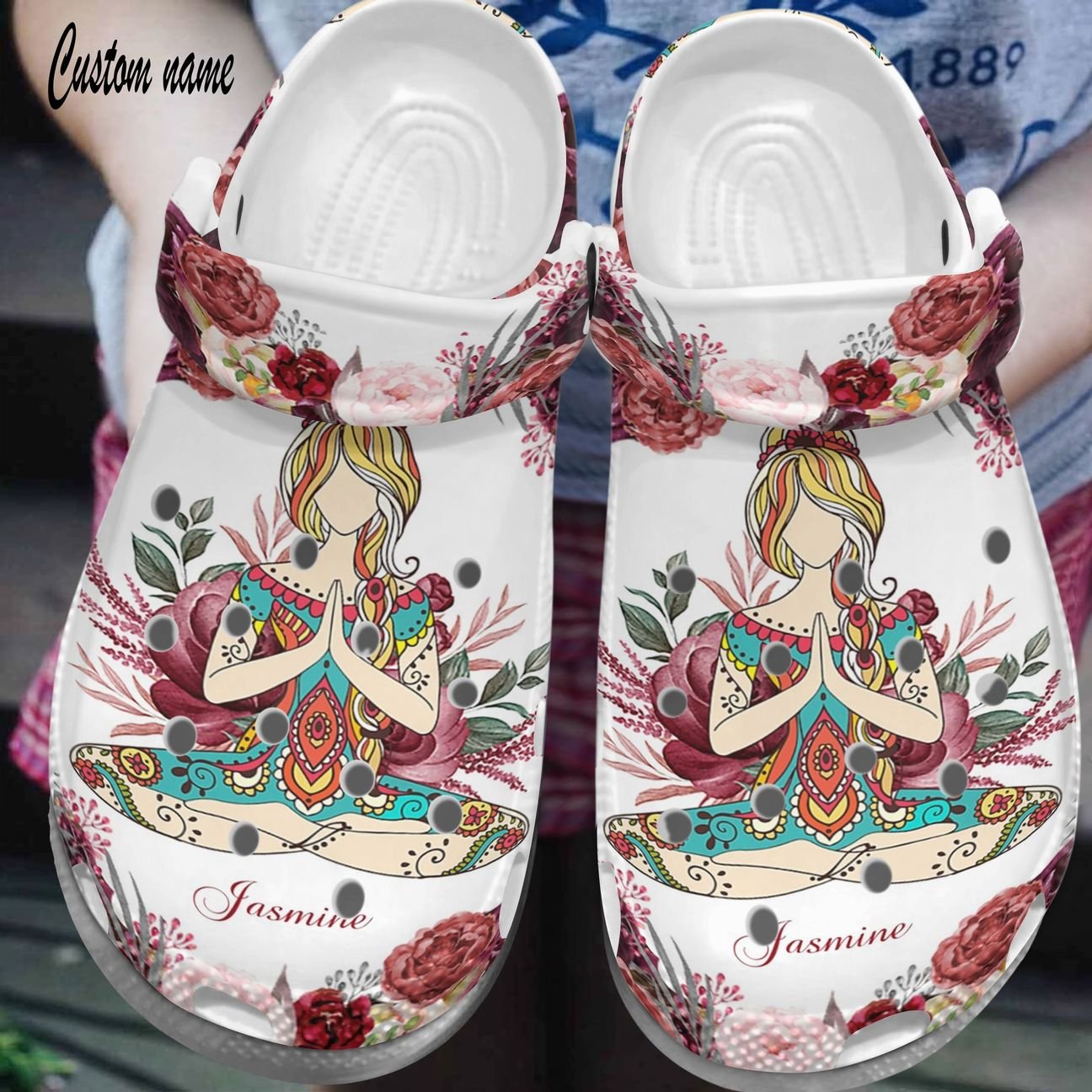 Yoga Personalized Personalize Clog, Custom Name, Text, Fashion Style For Women, Men, Kid, Print 3D Whitesole Beauty